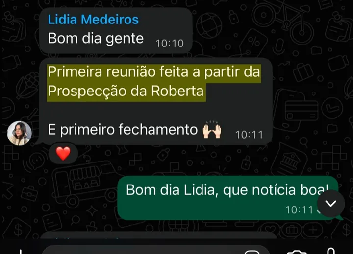 Lidia: primeira reunião e primeiro fechamento